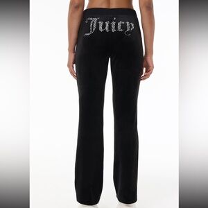 Juicy Couture Black Velour Lounge Pants w/ Crystal Logo Booty Sz M